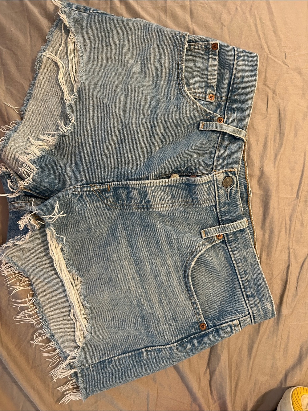 Levi's 501s Light Wash Distressed Denim Shorts